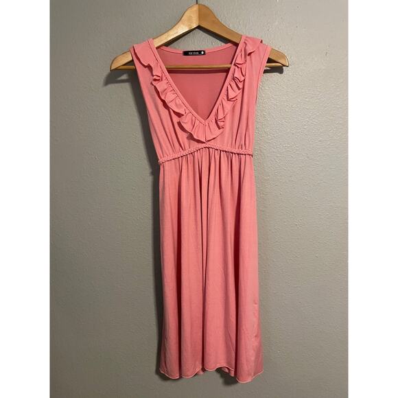 Vintage Womens Dress Size Medium Pink Babydoll Ruffle Stretch Fairy Coquette Y2K - Picture 1 of 8